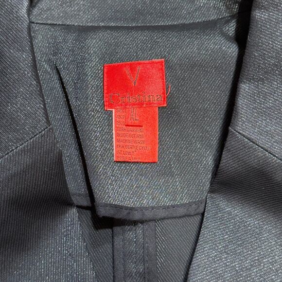 V CRISTINA Set XL Blazer Pants Denim Look Black Shimmer Western Rodeo Chic - Picture 8 of 15